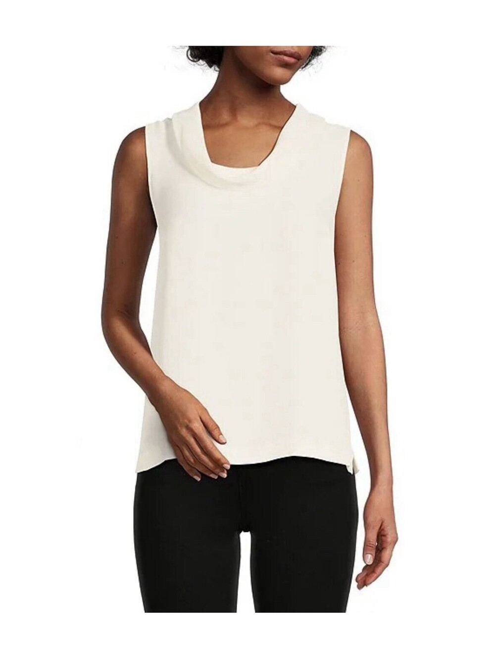 VINCE CAMUTO NWT Luxe Crepe de Chine Sleeveless Cowl Neck Top In New Ivory-Med